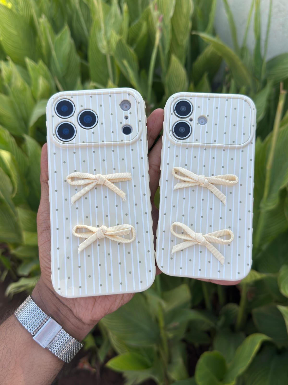 Ivory Double Bow Aesthetic iPhone Case 🤍