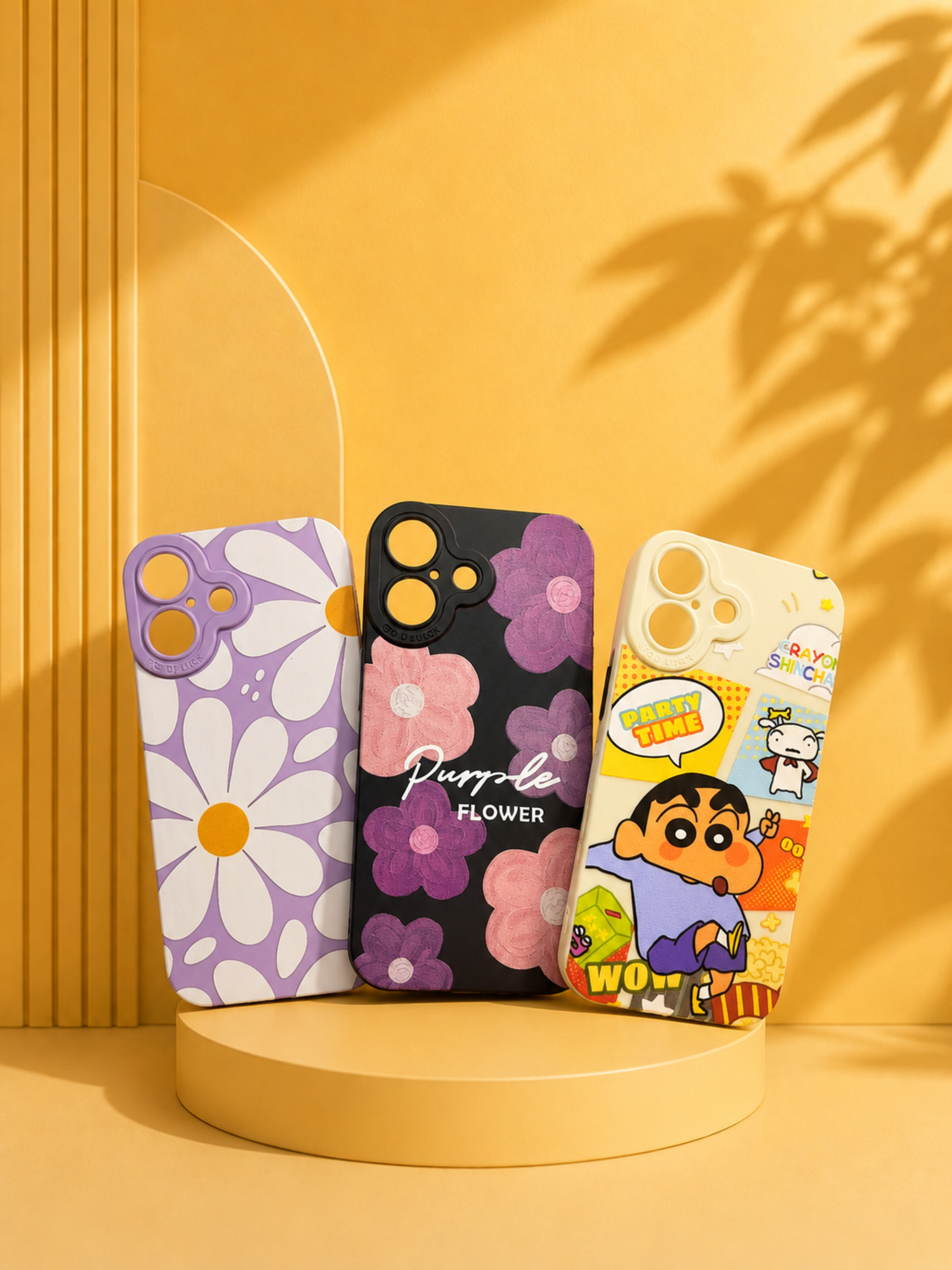 iPhone 16 & 17 Case Combo of 3 - Daisy, Purple Flower & Shin-chan