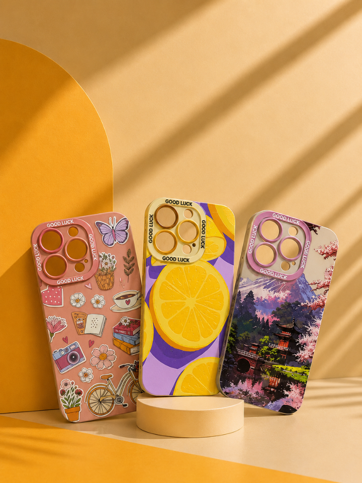 iPhone 16 Pro Case Combo of 3 - Stickers, Lemon and Anime Prints