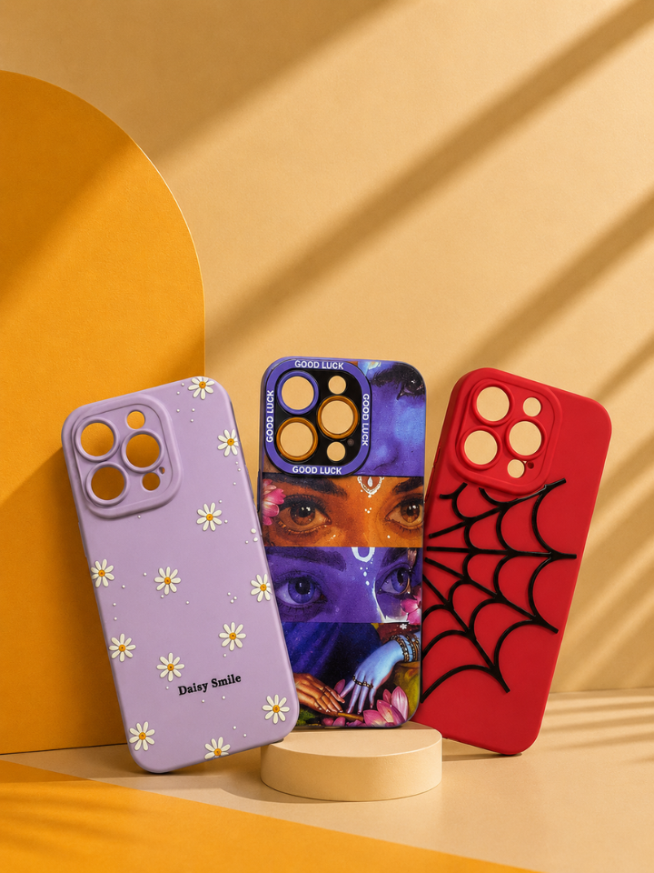 iPhone 16 Pro Case Combo - Daisy Smile, Divine Eyes & Spider-Web Red
