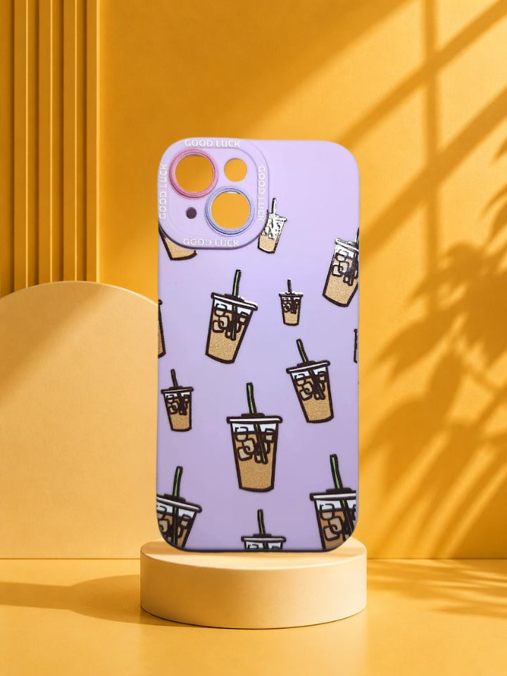 Iced Coffee Pattern iPhone Case – Lavender Aesthetic